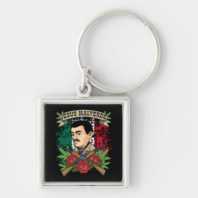 Jesus Malverde Gift Women & Men Jesus Malverde Key Ring (Front)