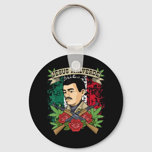 Jesus Malverde Shirt For Women & Men Gifts Jesus M Key Ring (Front)