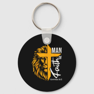Jesus Man Of Faith Lion Cross I Corinthians 16 13 Key Ring