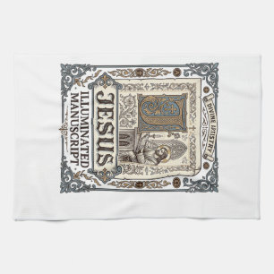 Jesus Manuscript Jesus Christian Faith Vintage Tea Towel