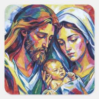 Jesus Mary and Joseph Square Sticker