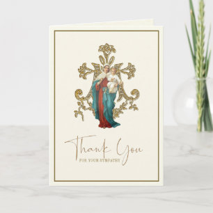 Jesus Mary Catholic Funeral Condolence Thank You Card
