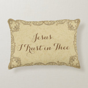 Jesus & Mary JESUS  I TRUST IN THEE Prayer Decorative Cushion