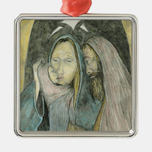 Jesus Mary Joseph Nativity Religious Christmas Metal Tree Decoration