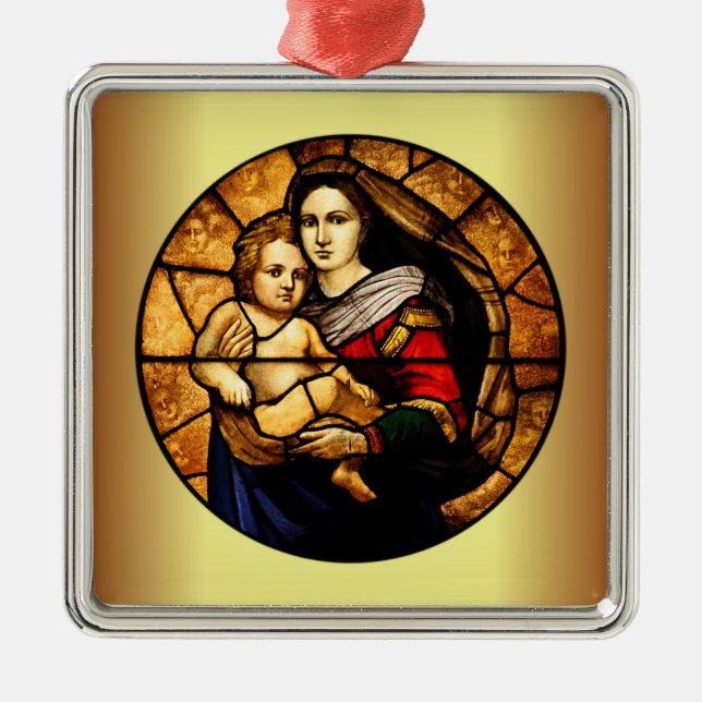 Jesus ~ Mary ~ Stained Glass Panel ~  Metal Tree Decoration (Front)