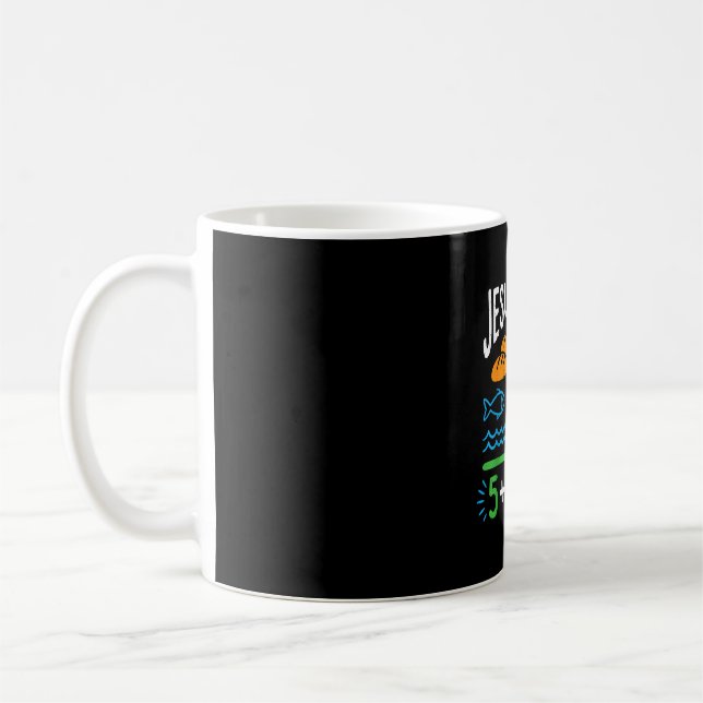 Jesus math 2 fishes 5 breads feeds the 5000 bible coffee mug (Left)