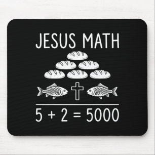 Jesus math 2 fishes 5 breads feeds the 5000 bible mouse mat