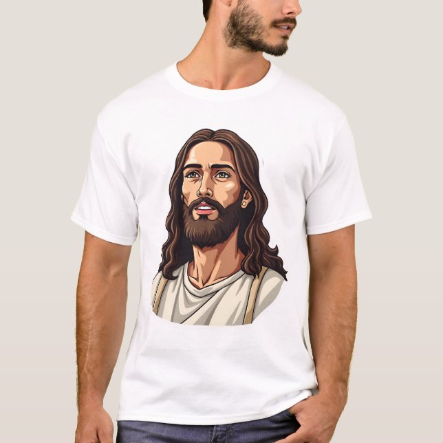 Jesus Mercy Face Vintage Engraved White Tee 2 (Front)