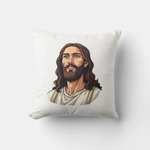 Jesus Mercy Face Vintage Engraved White Tee 2 Cushion