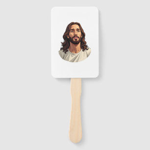Jesus Mercy Face Vintage Engraved White Tee 2 Hand Fan