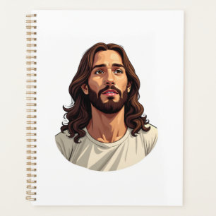 Jesus Mercy Face Vintage Engraved White Tee 2 Planner