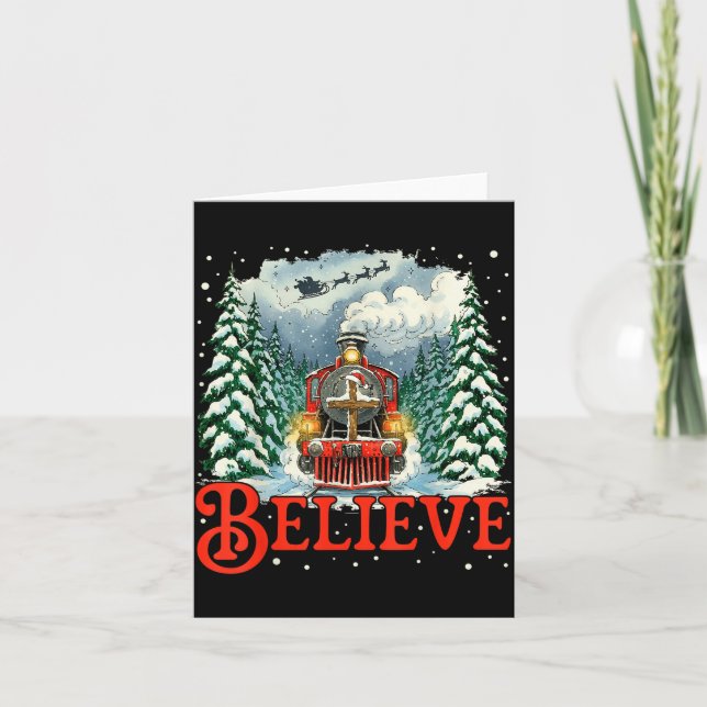 Jesus Merry Xmas Faith Train To North Le Santa Sle Card (Front)