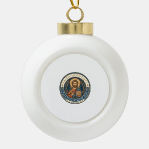Jesus Monastic Contemplative Spirituality Graphic Ceramic Ball Christmas Ornament