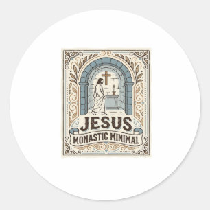 Jesus Monastic Minimal Jesus Monastic Minimal Chri Classic Round Sticker