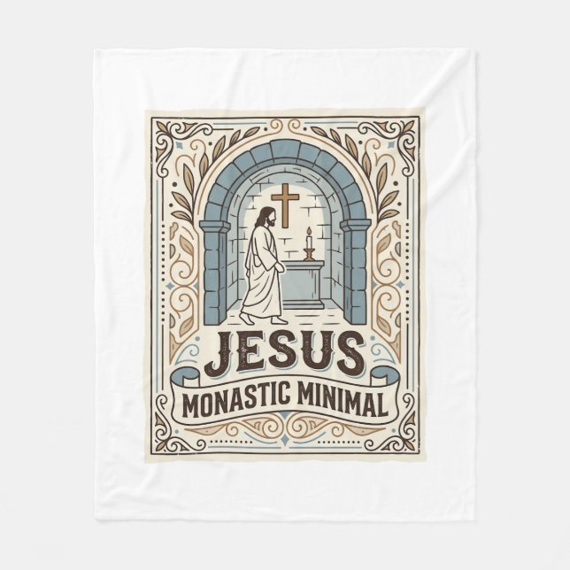 Jesus Monastic Minimal Jesus Monastic Minimal Chri Fleece Blanket (Front)