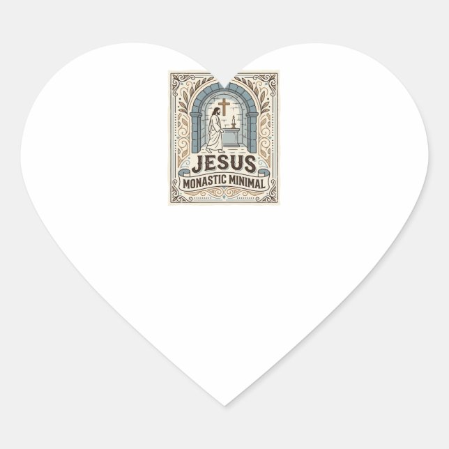 Jesus Monastic Minimal Jesus Monastic Minimal Chri Heart Sticker (Front)