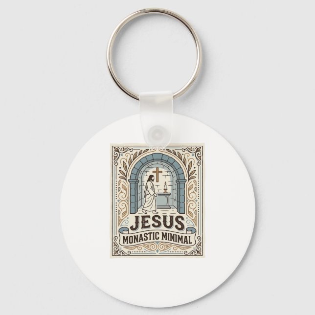 Jesus Monastic Minimal Jesus Monastic Minimal Chri Key Ring (Front)