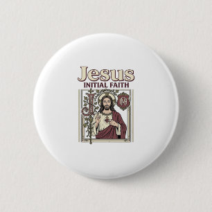 Jesus Monogram Initial Faith Jesus Monogram Initia 6 Cm Round Badge