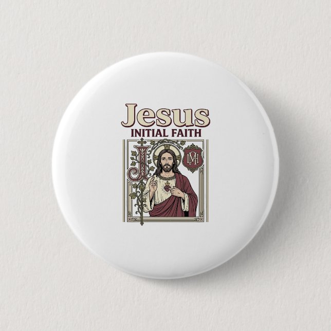 Jesus Monogram Initial Faith Jesus Monogram Initia 6 Cm Round Badge (Front)