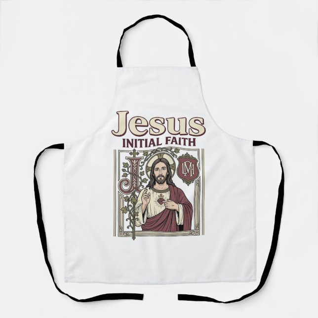 Jesus Monogram Initial Faith Jesus Monogram Initia Apron (Front)