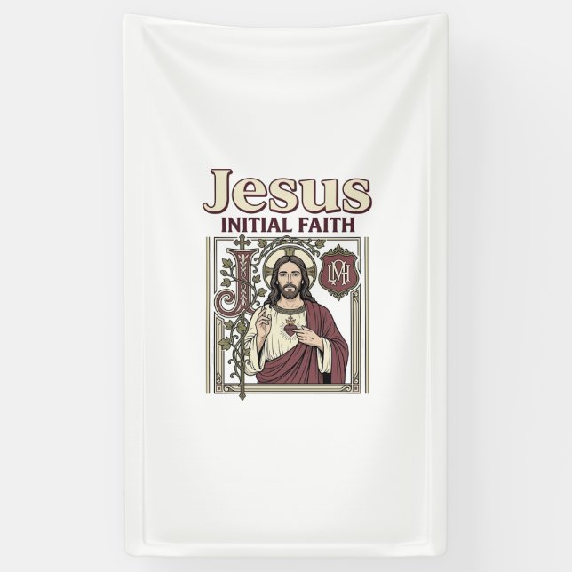 Jesus Monogram Initial Faith Jesus Monogram Initia Banner (Vertical)