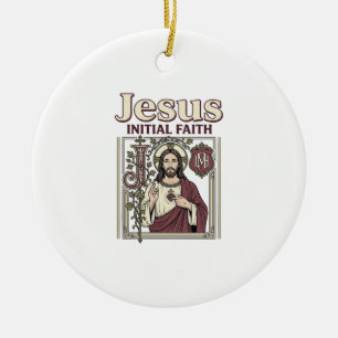 Jesus Monogram Initial Faith Jesus Monogram Initia Ceramic Tree Decoration