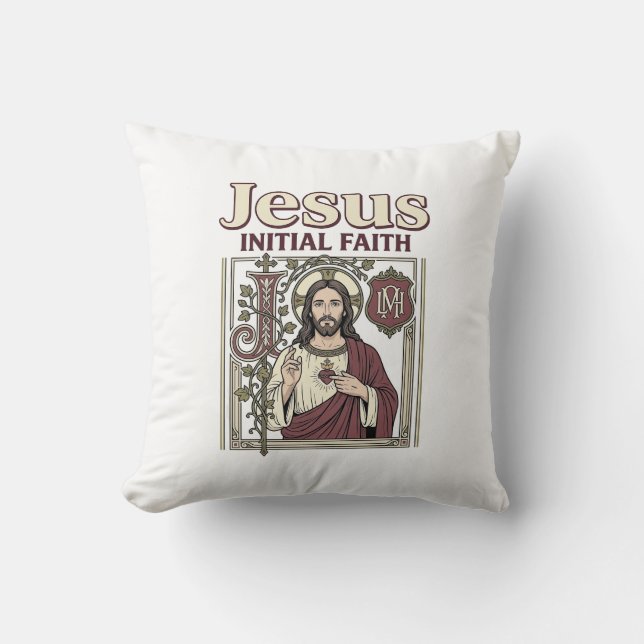 Jesus Monogram Initial Faith Jesus Monogram Initia Cushion (Front)