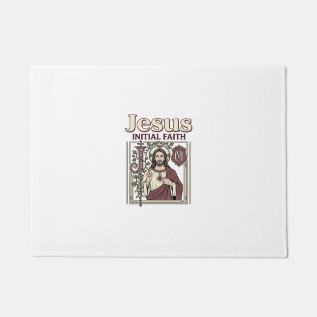 Jesus Monogram Initial Faith Jesus Monogram Initia Doormat (Front)
