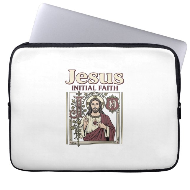 Jesus Monogram Initial Faith Jesus Monogram Initia Laptop Sleeve (Front)