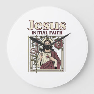 Jesus Monogram Initial Faith Jesus Monogram Initia Large Clock