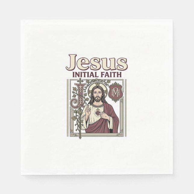 Jesus Monogram Initial Faith Jesus Monogram Initia Napkin (Front)