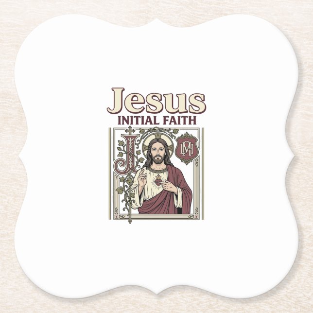 Jesus Monogram Initial Faith Jesus Monogram Initia Paper Coaster (Front)