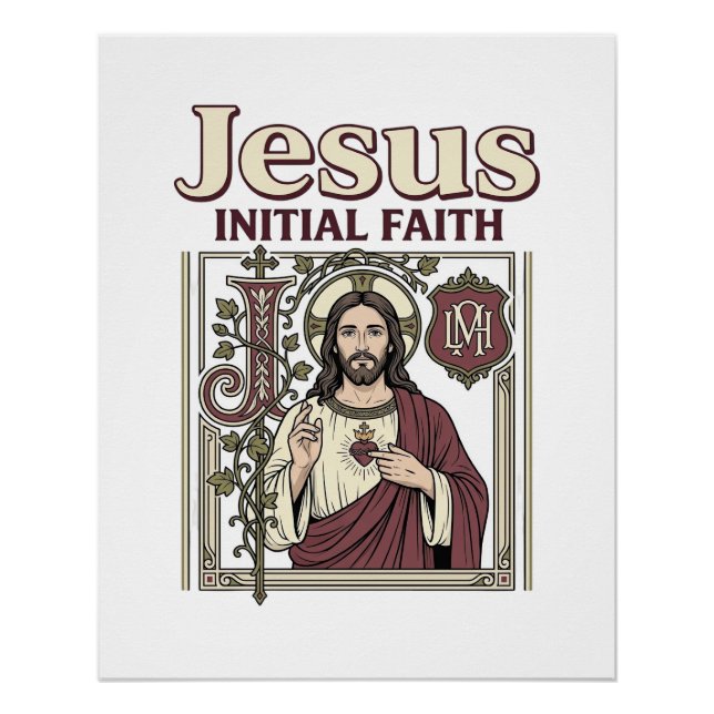 Jesus Monogram Initial Faith Jesus Monogram Initia Poster (Front)