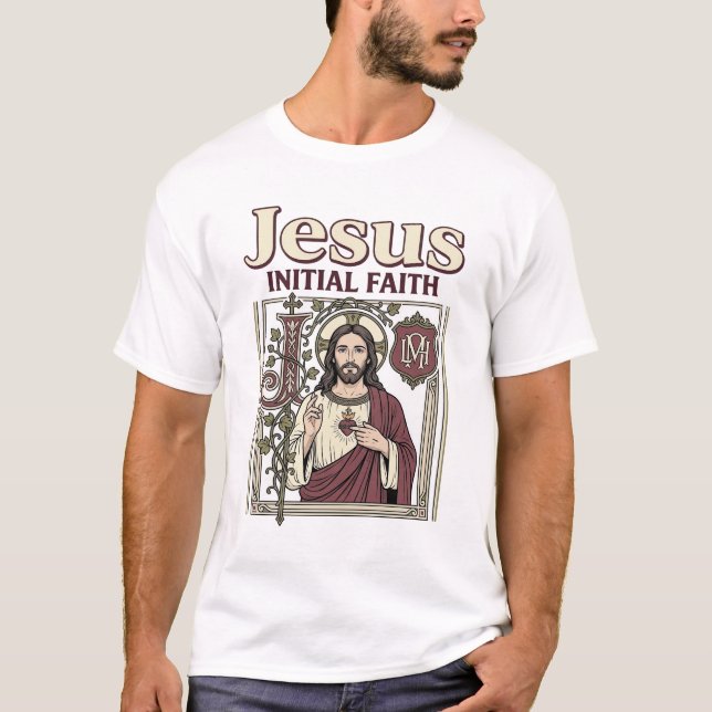 Jesus Monogram Initial Faith Jesus Monogram Initia T-Shirt (Front)