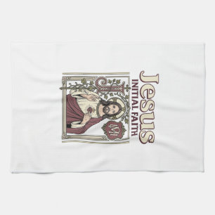 Jesus Monogram Initial Faith Jesus Monogram Initia Tea Towel