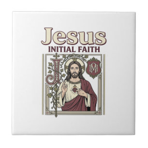Jesus Monogram Initial Faith Jesus Monogram Initia Tile