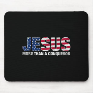 Jesus More Than A Conqueror American Flag Design Mouse Mat