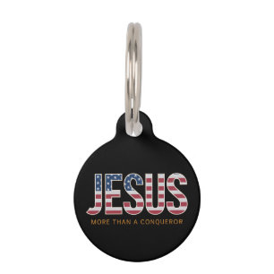  Jesus More Than a Conqueror Striking Christian  Pet Tag