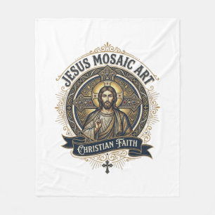 Jesus Mosaic Art Jesus Mosaic Art Christian Faith Fleece Blanket