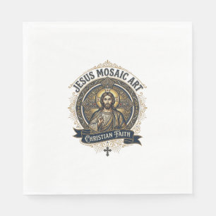 Jesus Mosaic Art Jesus Mosaic Art Christian Faith  Napkin