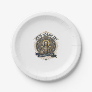 Jesus Mosaic Art Jesus Mosaic Art Christian Faith Paper Plate