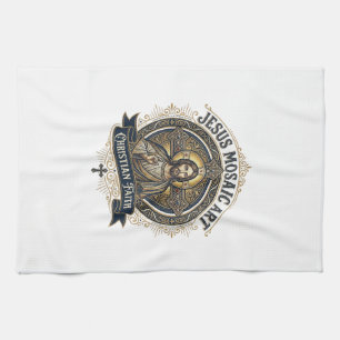 Jesus Mosaic Art Jesus Mosaic Art Christian Faith Tea Towel