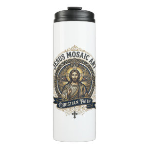 Jesus Mosaic Art Jesus Mosaic Art Christian Faith Thermal Tumbler