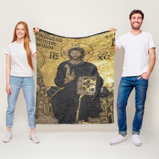 Jesus mosaic in hagia sophia Fleece Blanket (In Situ)