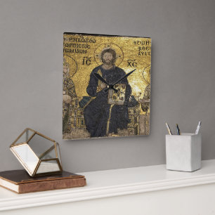 Jesus mosaic in hagia sophiaWall Clock