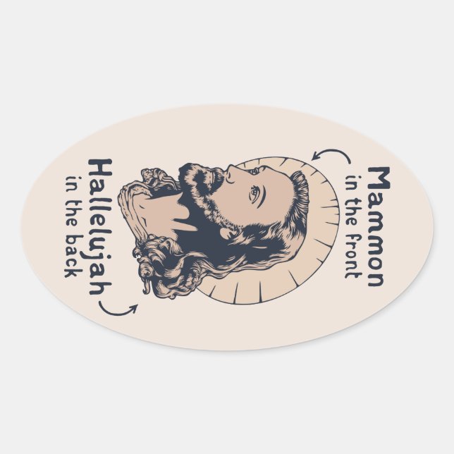 Jesus Mullet Oval Sticker (Front)