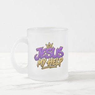 Jesus my help frosted glass coffee mug