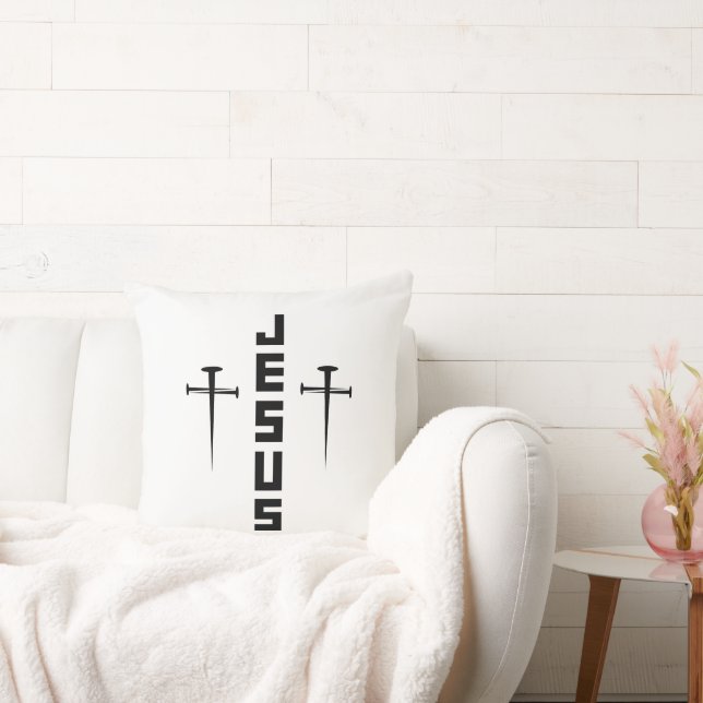 JESUS Nail Cross Christian Faith For Believers Cushion (Couch)