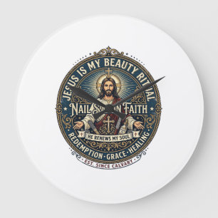 Jesus Nail Tech Nail Artist T-Shirt Inspirational Large Clock