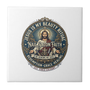 Jesus Nail Tech Nail Artist T-Shirt Inspirational  Tile